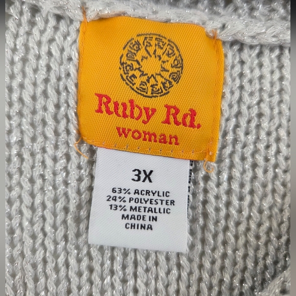 Ruby Rd. Silver Knit Sweater - Picture 2 of 4
